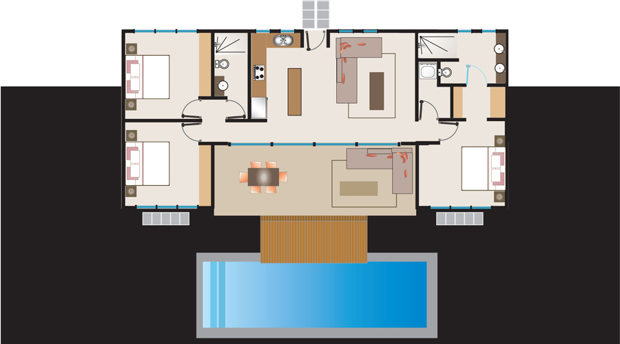 plan maison avec piscine