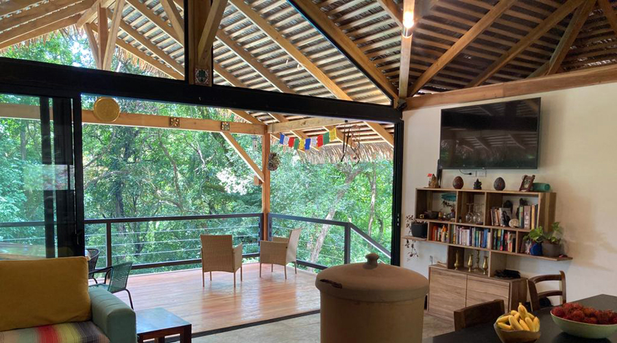 Costa Rica - Guanacaste - Pninsule Nicoya - Samara - Pura Natural - Salon et terrasse - Vue 1